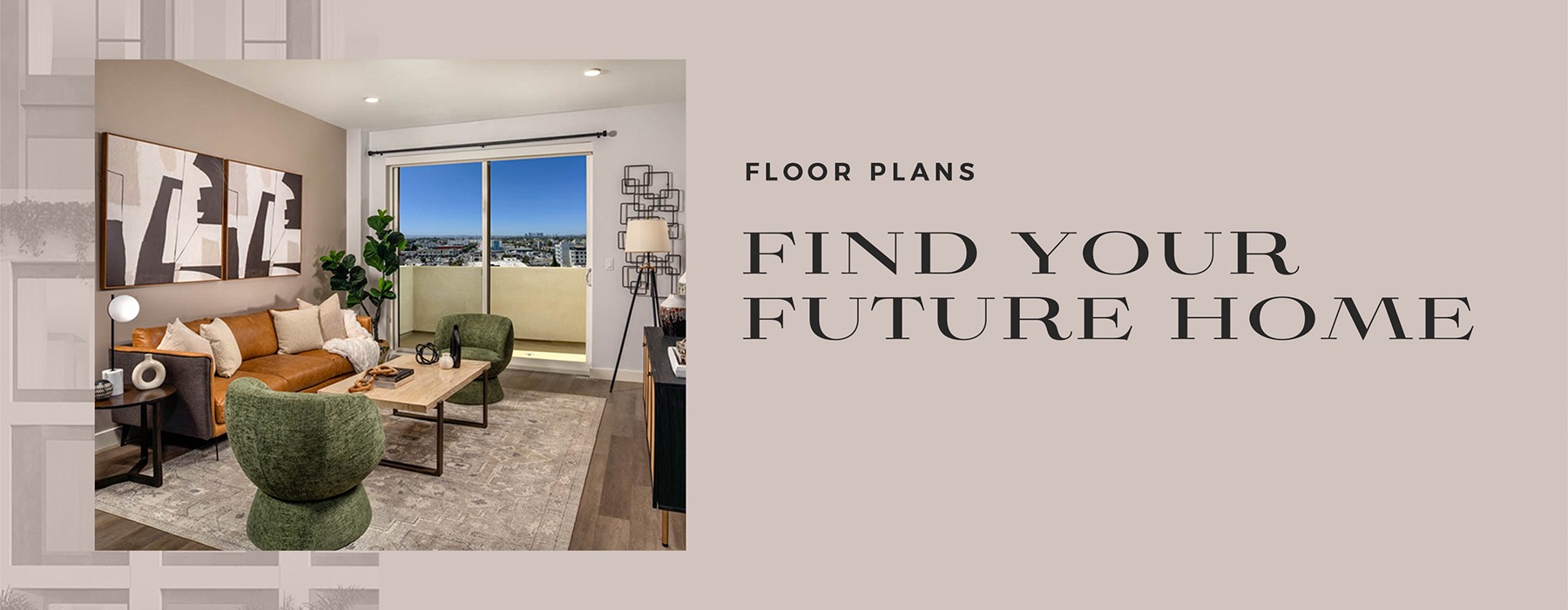A floorplans sign with the words Find Your Future Home